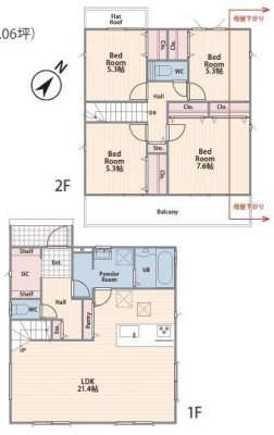 神奈川県横浜市戸塚区原宿2丁目の新築一戸建ての間取り