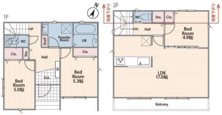 神奈川県大和市上和田の新築一戸建ての間取り