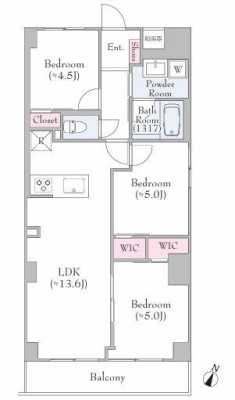 神奈川県横浜市南区白妙町3丁目の中古マンションの間取り