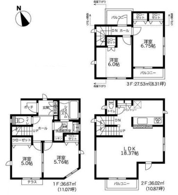 神奈川県川崎市宮前区菅生2丁目の新築一戸建ての間取り