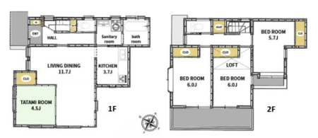 神奈川県横浜市神奈川区羽沢町の中古一戸建ての間取り