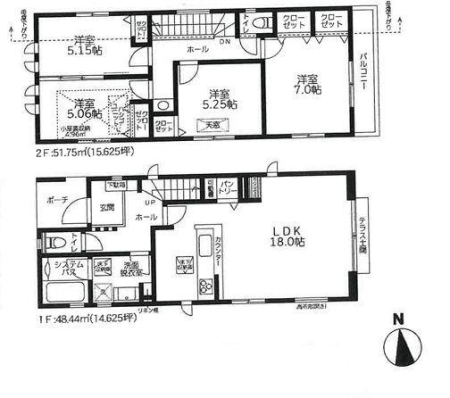 神奈川県横浜市泉区岡津町の新築一戸建ての間取り