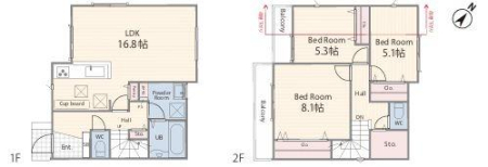 神奈川県横浜市都筑区川和町の新築一戸建ての間取り