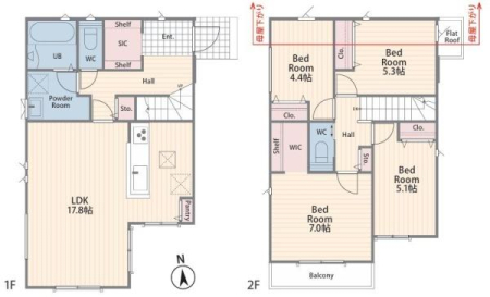 神奈川県大和市上和田の新築一戸建ての間取り