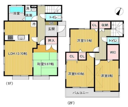 町田市本町田の中古一戸建ての間取り