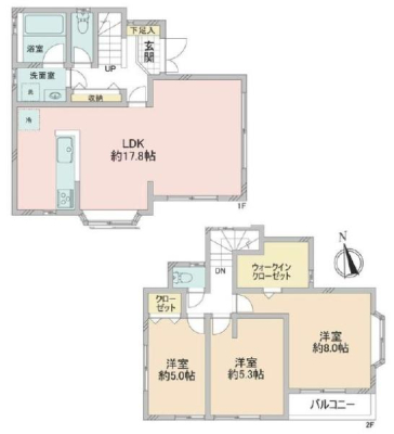 神奈川県横浜市神奈川区子安台2丁目の中古一戸建ての間取り