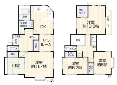 町田市金井2丁目の中古一戸建ての間取り