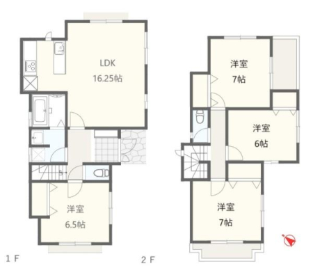 神奈川県横浜市戸塚区俣野町の中古一戸建ての間取り