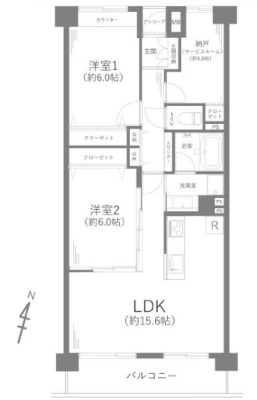 神奈川県横浜市磯子区森3丁目の中古マンションの間取り