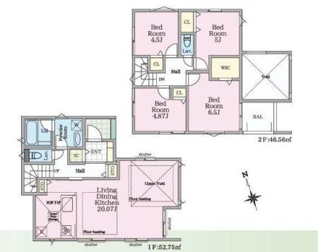 神奈川県横浜市神奈川区西寺尾3丁目の新築一戸建ての間取り