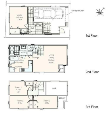 神奈川県横浜市南区永田東3丁目の新築一戸建ての間取り