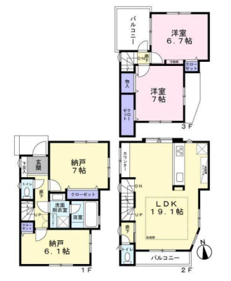 神奈川県川崎市多摩区布田の中古一戸建ての間取り