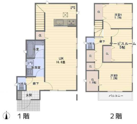 神奈川県鎌倉市手広2丁目の中古一戸建ての間取り