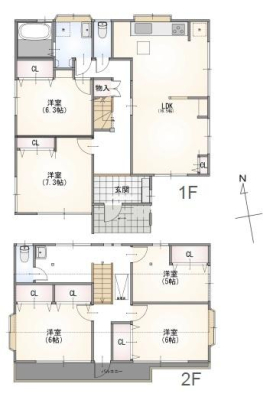 神奈川県横浜市都筑区牛久保東2丁目の中古一戸建ての間取り