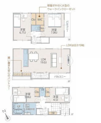 神奈川県川崎市多摩区東三田3丁目の新築一戸建ての間取り