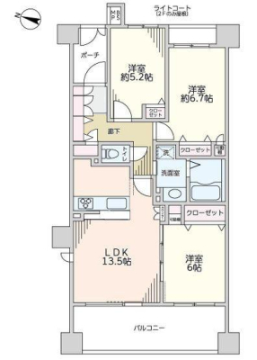 神奈川県横浜市磯子区磯子3丁目の中古マンションの間取り