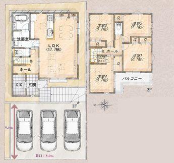 神奈川県横浜市旭区今宿東町の新築一戸建ての間取り