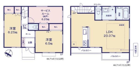 神奈川県横浜市金沢区長浜2丁目の新築一戸建ての間取り