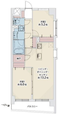 神奈川県大和市大和東2丁目の中古マンションの間取り