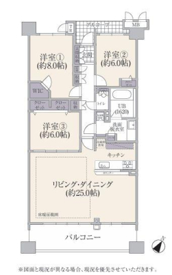 神奈川県横浜市青葉区美しが丘西3丁目の中古マンションの間取り