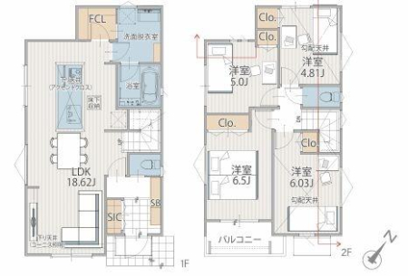 神奈川県横浜市青葉区市ケ尾町の新築一戸建ての間取り