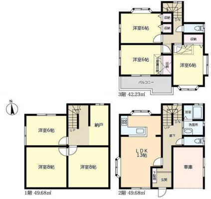 神奈川県川崎市宮前区犬蔵3丁目の中古一戸建ての間取り