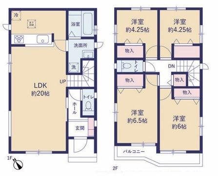 神奈川県川崎市宮前区東有馬2丁目の新築一戸建ての間取り