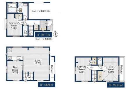 大田区羽田3丁目の新築一戸建ての間取り