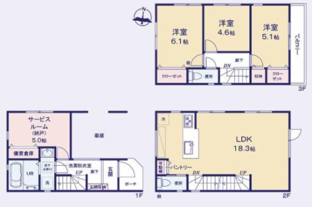 神奈川県横浜市金沢区富岡東1丁目の新築一戸建ての間取り