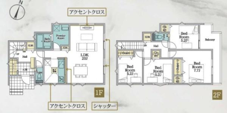 神奈川県横浜市神奈川区菅田町の新築一戸建ての間取り