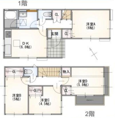 神奈川県横浜市港北区新吉田町の中古一戸建ての間取り