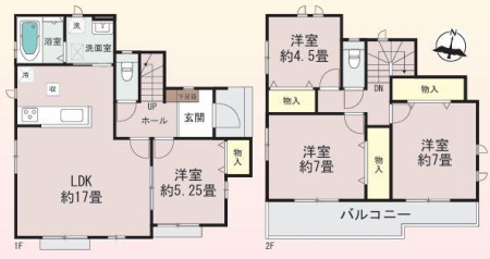 神奈川県横浜市旭区今宿西町の新築一戸建ての間取り
